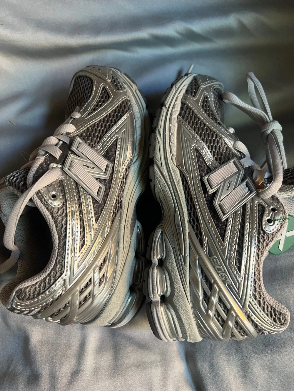 New Balance Silver and Grey Mesh Running Sneakers